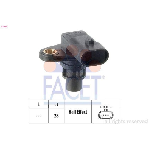 Sensor Nockenwellenposition Facet 9.0388 Made In Italy - Oe Equivalent f&uuml;r Fiat