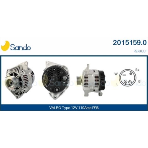 Generator Sando 2015159.0 f&uuml;r Renault F&uuml;r Fahrzeuge Mit Klimaanlage