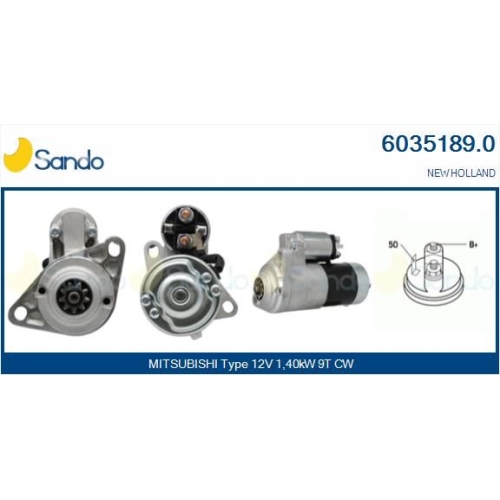 Starter Sando 6035189.0 für Ford Mitsubishi Weidemann New Holland