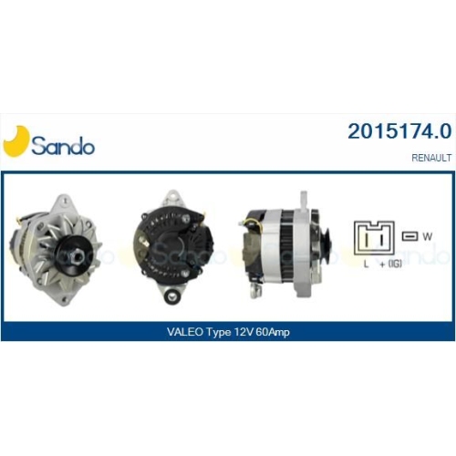 Generator Sando 2015174.0 f&uuml;r Renault F&uuml;r Fahrzeuge Ohne Klimaanlage