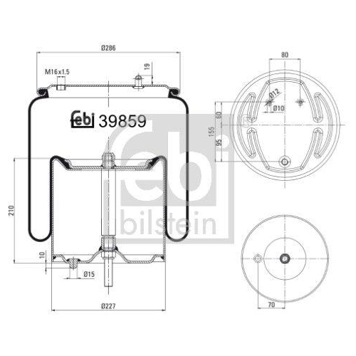 Federbalg Luftfederung Febi Bilstein 39859 f&uuml;r Scania Hinterachse