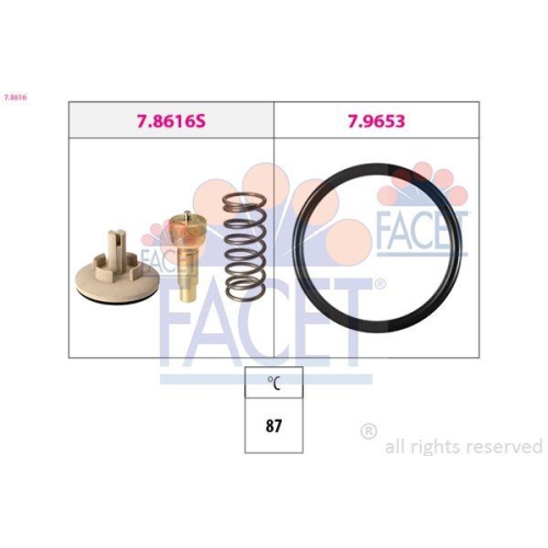 Thermostat K&uuml;hlmittel Facet 7.8616 Made In Italy - Oe Equivalent f&uuml;r Audi Seat