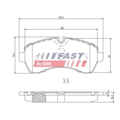 Bremsbelagsatz Scheibenbremse Fast FT29022 f&uuml;r Mercedes Benz Mercedes Benz VW
