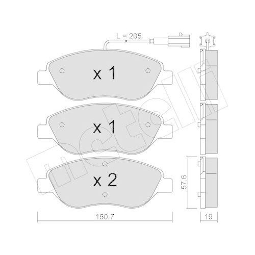 Bremsbelagsatz Scheibenbremse Metelli 22-0577-0 f&uuml;r Alfa Romeo Fiat Lancia