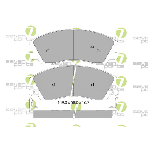 Bremsbelagsatz Scheibenbremse 7 Seven Parts SVP24740 f&uuml;r Hyundai 1. Vorderachse