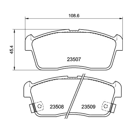 Bremsbelagsatz Scheibenbremse Hella 8DB 355 009-631 f&uuml;r Daihatsu Mazda Nissan
