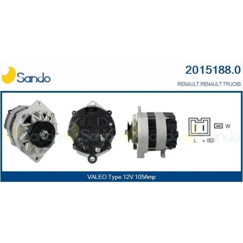 Generator Sando 2015188.0 f&uuml;r Renault F&uuml;r Fahrzeuge Mit Klimaanlage