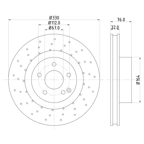 Bremsscheibe Hella 8DD 355 127-461 Pro High Carbon f&uuml;r Mercedes Benz Vorderachse