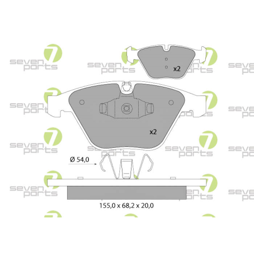Bremsbelagsatz Scheibenbremse 7 Seven Parts SVP24832 f&uuml;r Bmw Mini 1. Vorderachse