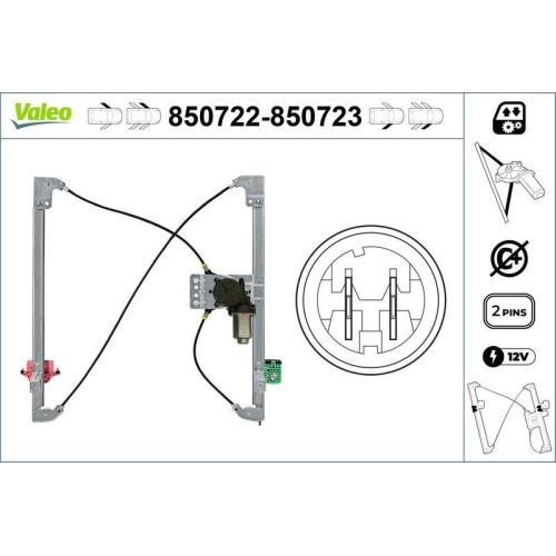 Fensterheber Valeo 850722 für Citroën Fiat Peugeot Vorne Links