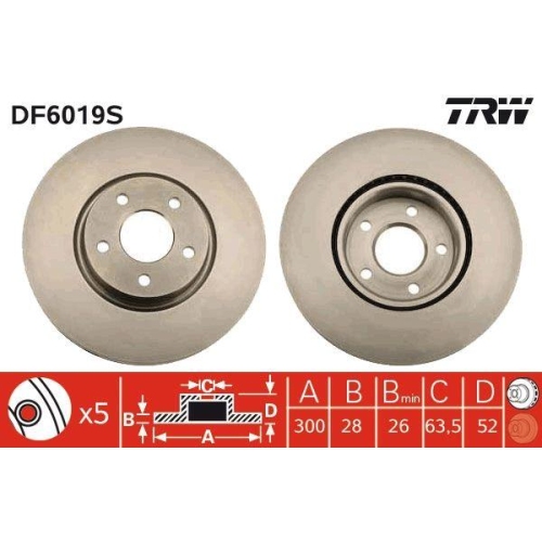 Bremsscheibe Trw DF6019S Trw Single f&uuml;r Ford Vorderachse