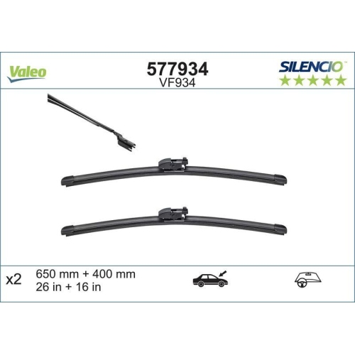 Wischblatt Valeo 577934 Silencio Flat Blade Set für Subaru Toyota Lexus Vorne