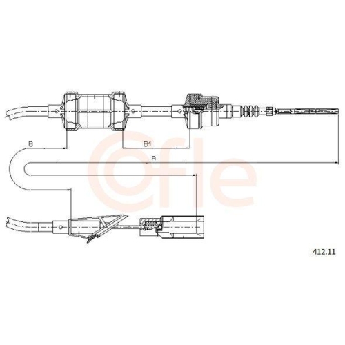 Seilzug Kupplungsbetätigung Cofle 412.11 für Fiat Lancia