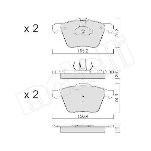 Bremsbelagsatz Scheibenbremse Metelli 22-0599-1 f&uuml;r Ford Volvo Vorderachse