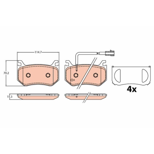 Bremsbelagsatz Scheibenbremse Trw GDB2209 f&uuml;r Alfa Romeo Vorderachse