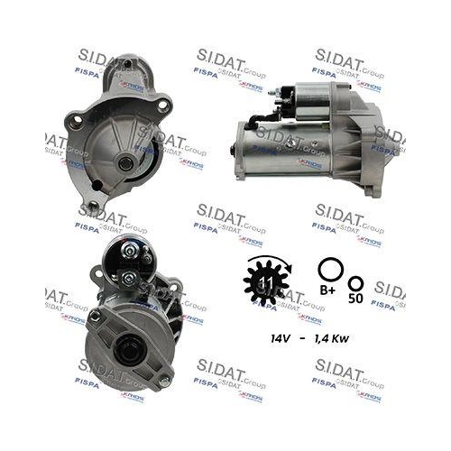 Starter Sidat S12VA0005A2 f&uuml;r Alfa Romeo Citro&euml;n Fiat Lancia Peugeot Hyundai Kia