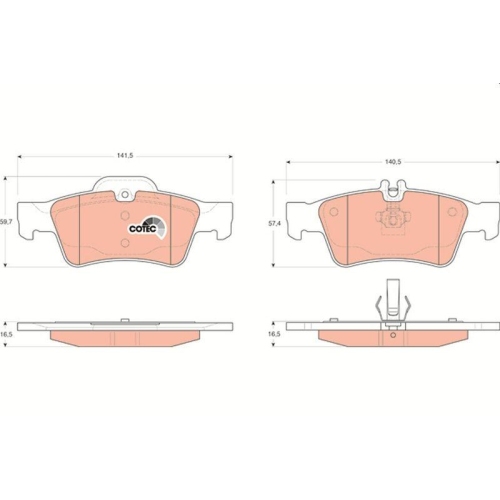 Brake Pad Set Disc Brake Trw GDB1546 Cotec for Daimler Mercedes Benz (bbdc)