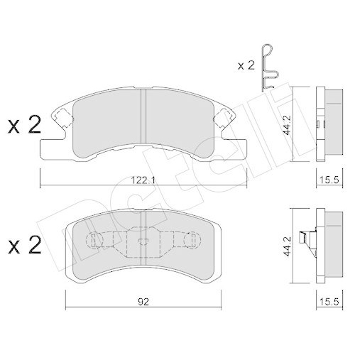 Bremsbelagsatz Scheibenbremse Metelli 22-0605-0 f&uuml;r Daihatsu Mitsubishi