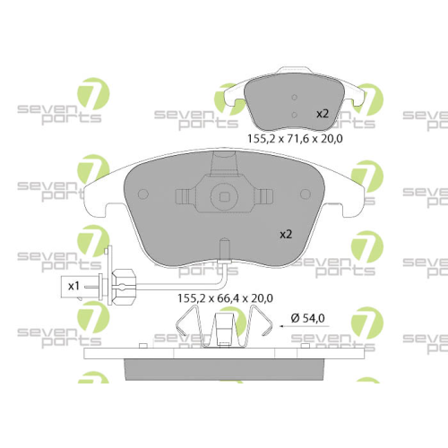 Bremsbelagsatz Scheibenbremse 7 Seven Parts SVP24142 f&uuml;r Audi Seat Skoda Vag VW