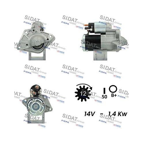 Starter Sidat S12MH0218A2 f&uuml;r Alfa Romeo Fiat Lancia Mitsubishi Nissan Opel