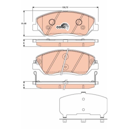 Bremsbelagsatz Scheibenbremse Trw GDB3418 Cotec f&uuml;r Ssangyong Hyundai Kia