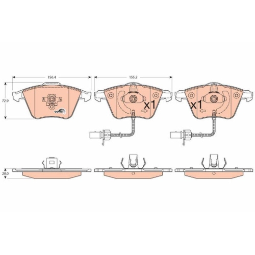 Bremsbelagsatz Scheibenbremse Trw GDB1554 Cotec f&uuml;r Seat VW Audi Mitsubishi