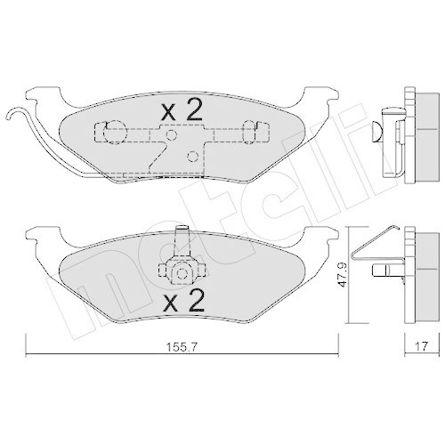 Brake Pad Set Disc Brake Metelli 22-0624-0 for Chrysler Rear Axle