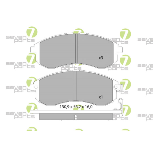 Bremsbelagsatz Scheibenbremse 7 Seven Parts SVP25070 f&uuml;r Mitsubishi