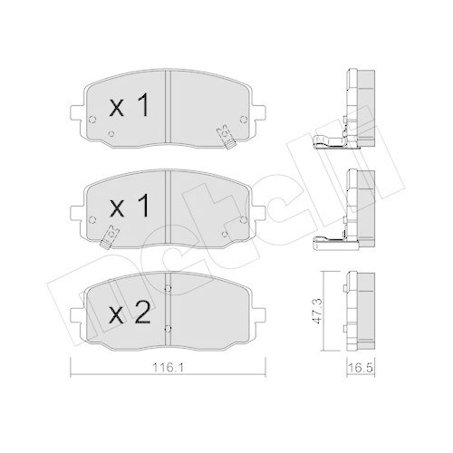 Bremsbelagsatz Scheibenbremse Metelli 22-0629-0 f&uuml;r Hyundai Kia Vorderachse