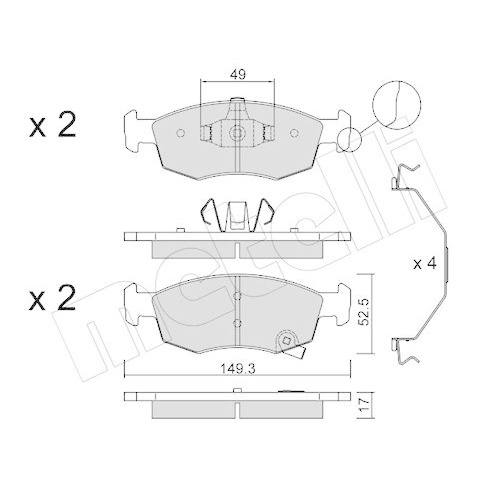 Bremsbelagsatz Scheibenbremse Metelli 22-0274-6 f&uuml;r Fiat Vorderachse