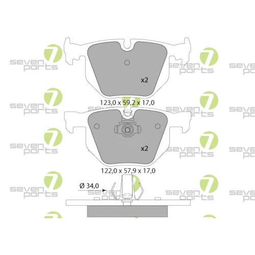 Bremsbelagsatz Scheibenbremse 7 Seven Parts SVP25140 f&uuml;r Bmw Mini 1. Hinterachse