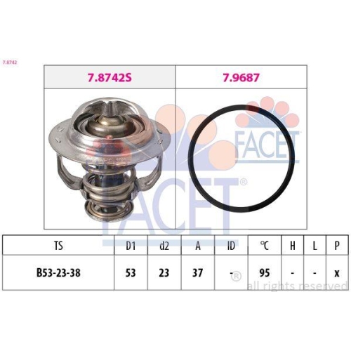 Thermostat K&uuml;hlmittel Facet 7.8742 Made In Italy - Oe Equivalent f&uuml;r Audi Seat