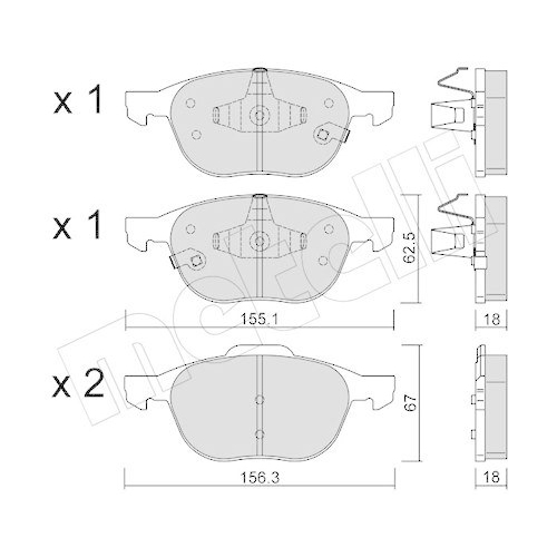 Bremsbelagsatz Scheibenbremse Metelli 22-0534-2 f&uuml;r Ford Vorderachse