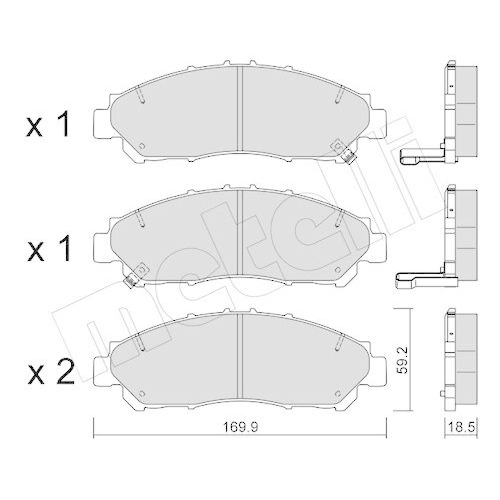 Bremsbelagsatz Scheibenbremse Metelli 22-1291-0 f&uuml;r Toyota Vorderachse