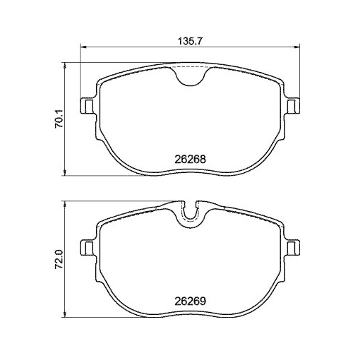 Bremsbelagsatz Scheibenbremse Hella 8DB 355 040-921 f&uuml;r VW Amc Vorderachse