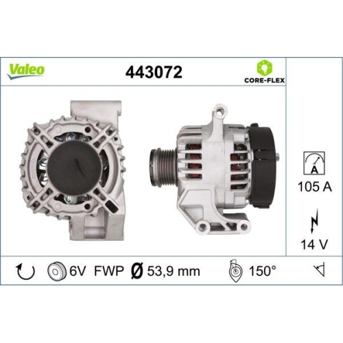 Generator Valeo 443072 Valeo Core-flex f&uuml;r Opel Vauxhall