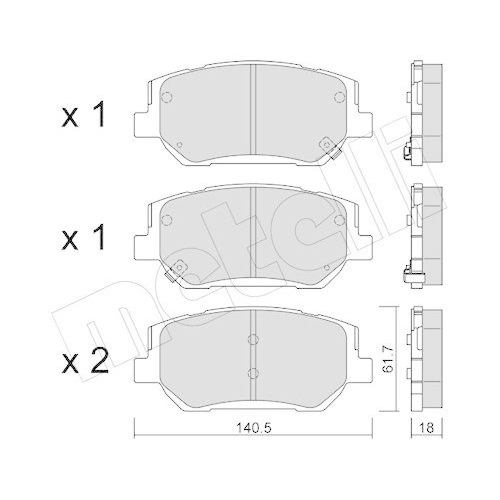 Brake Pad Set Disc Brake Metelli 22-1297-0 for Hyundai Front Axle