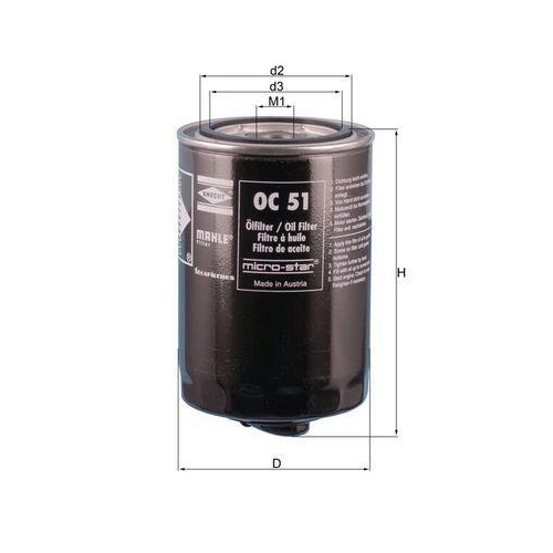 &Ouml;lfilter Mahle OC 51OF f&uuml;r Audi Ford Gmc Renault Seat Skoda Volvo VW Hako Cupra