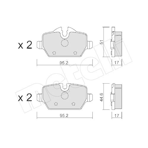Bremsbelagsatz Scheibenbremse Metelli 22-0641-0 f&uuml;r Bmw Mini Hinterachse