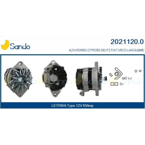 Generator Sando 2021120.0 f&uuml;r Iveco Case Ih Same Sperry New Holland