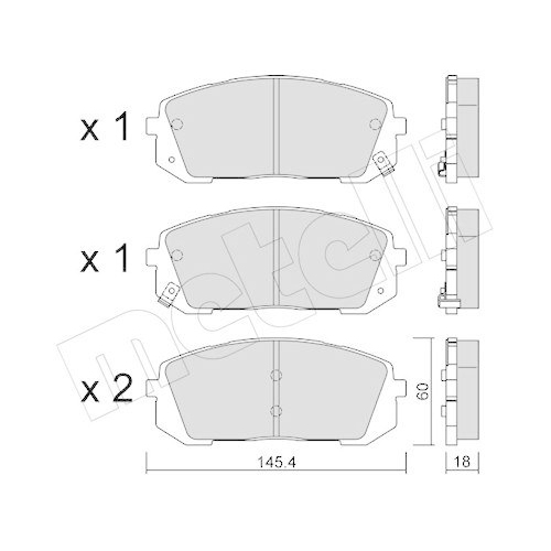 Bremsbelagsatz Scheibenbremse Metelli 22-1298-0 f&uuml;r Hyundai Kia Vorderachse