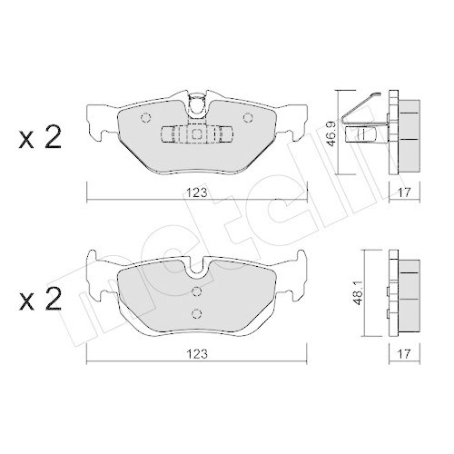 Bremsbelagsatz Scheibenbremse Metelli 22-0642-0 f&uuml;r Bmw Hinterachse
