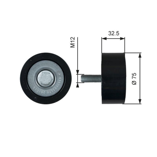 Umlenk /f&uuml;hrungsrolle Keilrippenriemen Gates T36741 Fleetrunner&trade; f&uuml;r Evobus Oben