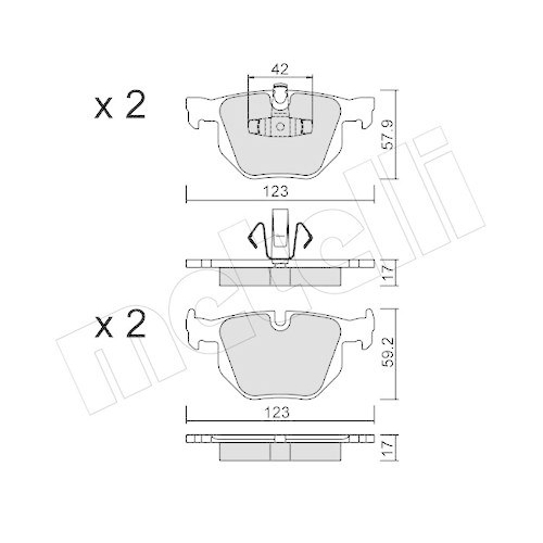 Bremsbelagsatz Scheibenbremse Metelli 22-0643-0 f&uuml;r Bmw Hinterachse