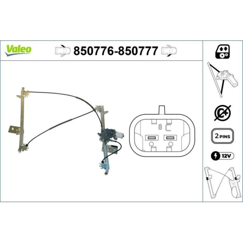 Fensterheber Valeo 850776 f&uuml;r Peugeot Vorne Links