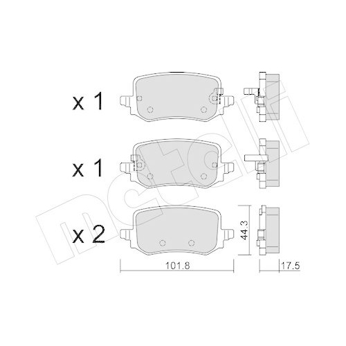Bremsbelagsatz Scheibenbremse Metelli 22-1301-0 f&uuml;r Hyundai Kia Hinterachse