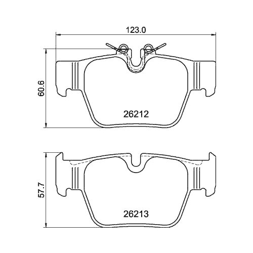 Bremsbelagsatz Scheibenbremse Hella 8DB 355 040-581 f&uuml;r Amc Hinterachse