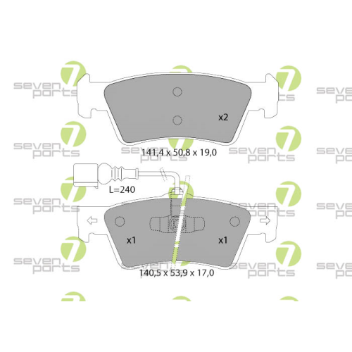 Bremsbelagsatz Scheibenbremse 7 Seven Parts SVP25291 f&uuml;r Audi Seat Skoda Vag VW