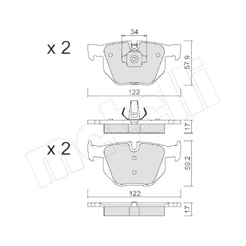 Bremsbelagsatz Scheibenbremse Metelli 22-0644-4 f&uuml;r Bmw Hinterachse