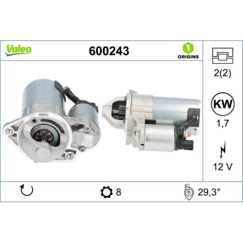 Starter Valeo 600243 Valeo Origins New Oe Technologie f&uuml;r Hyundai Kia